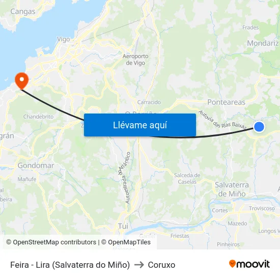 Feira - Lira (Salvaterra do Miño) to Coruxo map