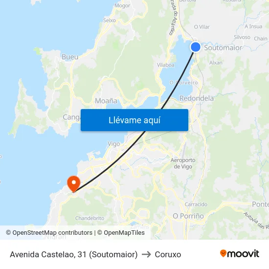 Avenida Castelao, 31 (Soutomaior) to Coruxo map