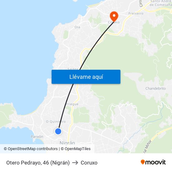 Otero Pedrayo, 46 (Nigrán) to Coruxo map