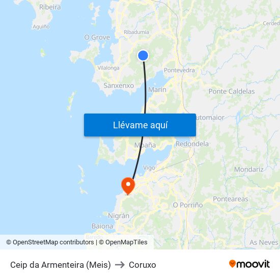 Ceip da Armenteira (Meis) to Coruxo map