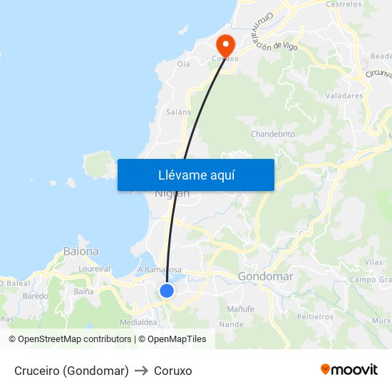 Cruceiro (Gondomar) to Coruxo map
