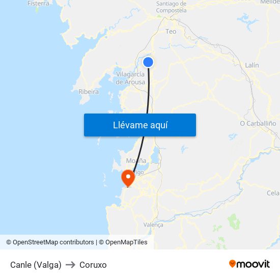 Canle (Valga) to Coruxo map