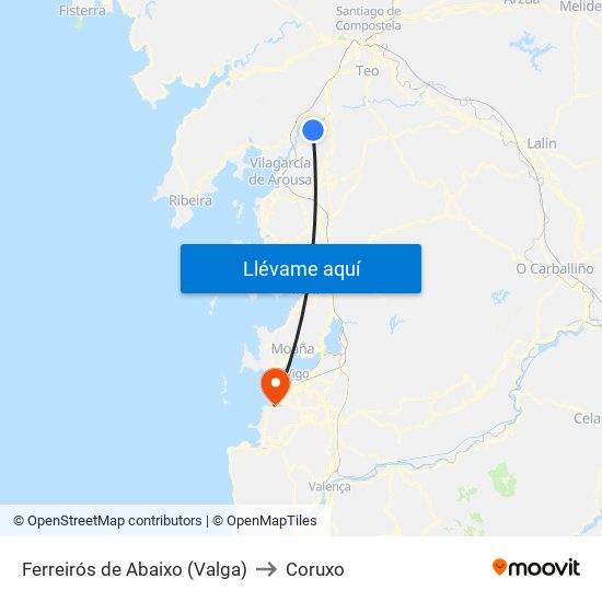 Ferreirós de Abaixo (Valga) to Coruxo map