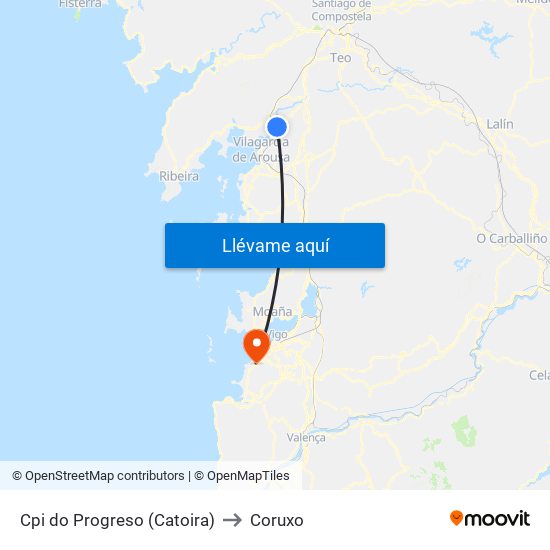 Cpi do Progreso (Catoira) to Coruxo map