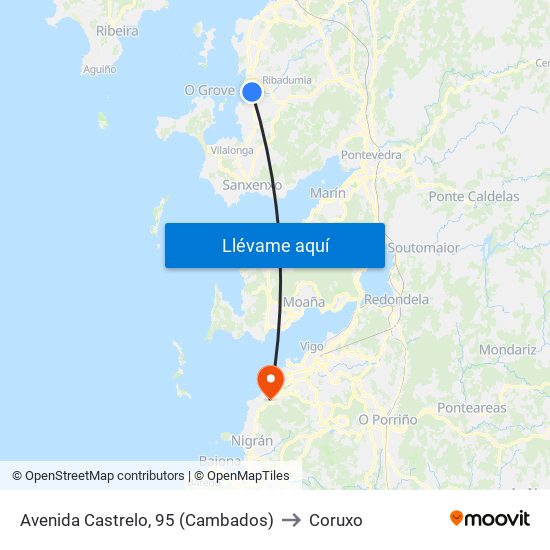 Avenida Castrelo, 95 (Cambados) to Coruxo map