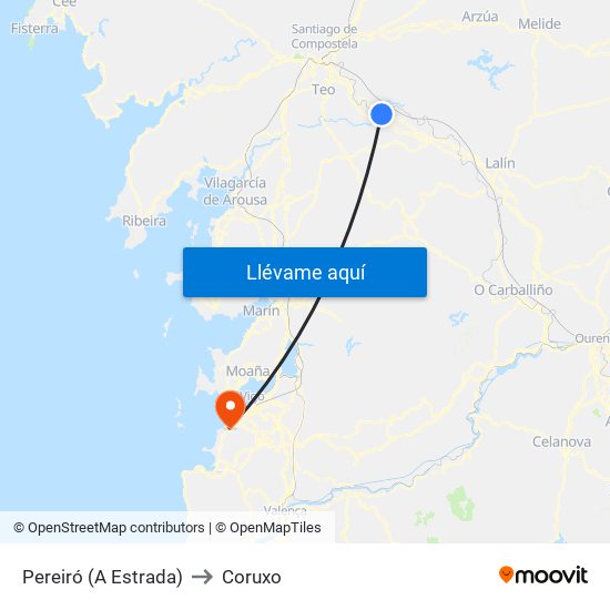 Pereiró (A Estrada) to Coruxo map