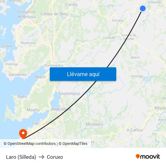 Laro (Silleda) to Coruxo map