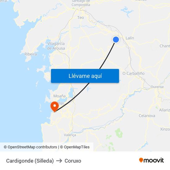 Cardigonde (Silleda) to Coruxo map