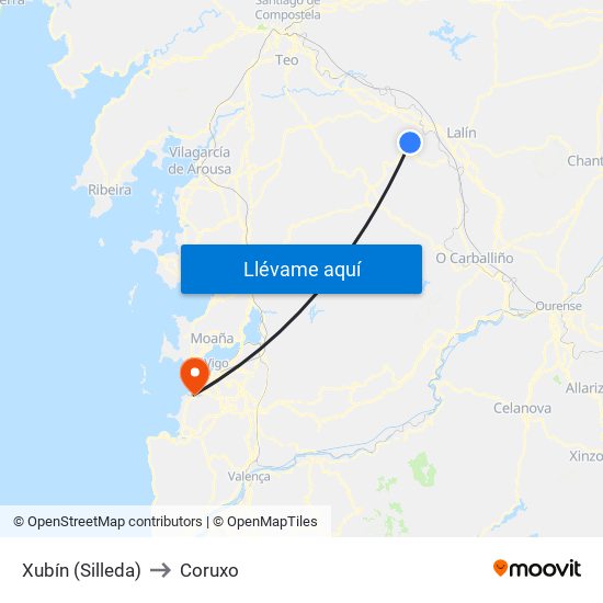 Xubín (Silleda) to Coruxo map