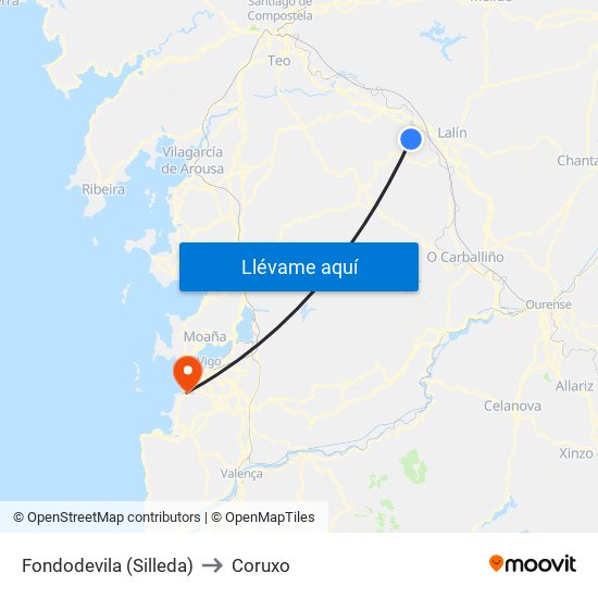 Fondodevila (Silleda) to Coruxo map