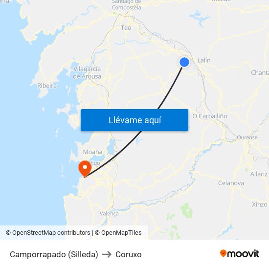 Camporrapado (Silleda) to Coruxo map