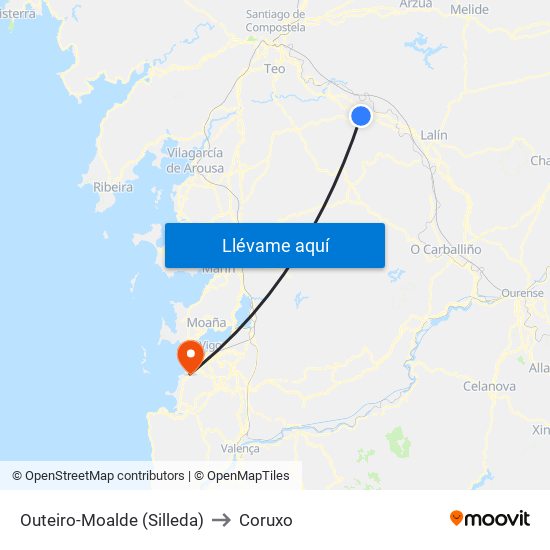 Outeiro-Moalde (Silleda) to Coruxo map