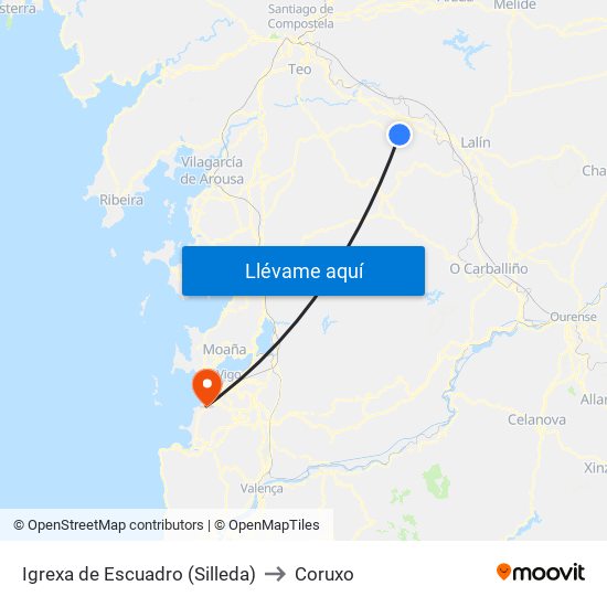 Igrexa de Escuadro (Silleda) to Coruxo map