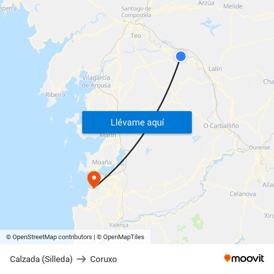 Calzada (Silleda) to Coruxo map