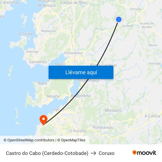 Castro do Cabo (Cerdedo-Cotobade) to Coruxo map