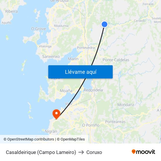 Casaldeirique (Campo Lameiro) to Coruxo map