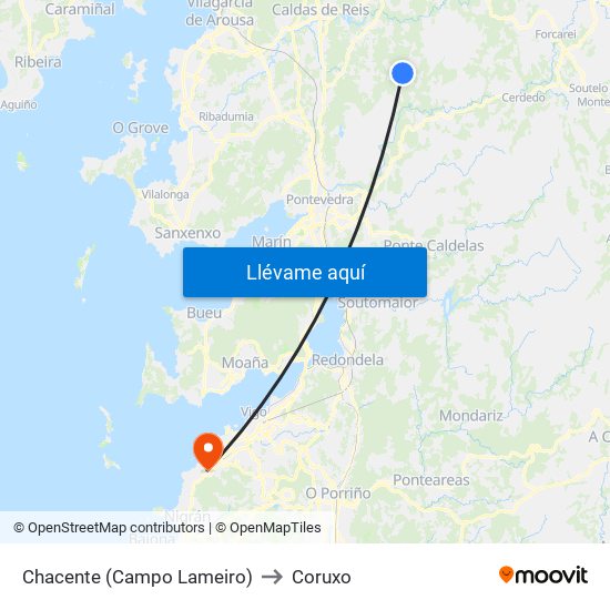 Chacente (Campo Lameiro) to Coruxo map