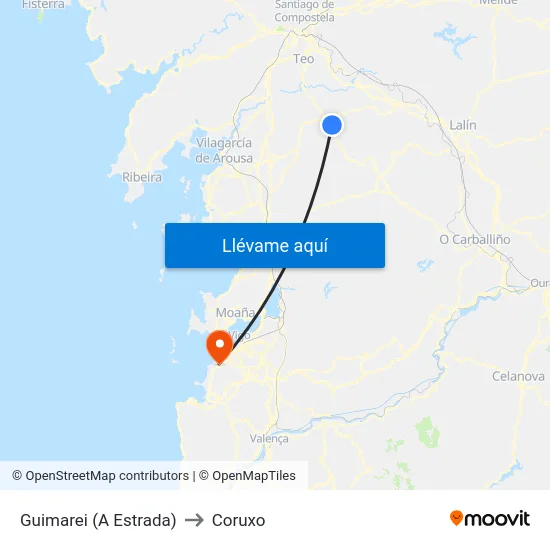 Guimarei (A Estrada) to Coruxo map