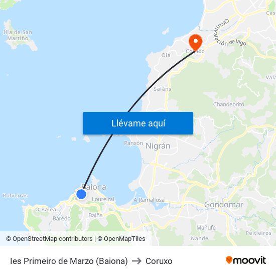 Ies Primeiro de Marzo (Baiona) to Coruxo map