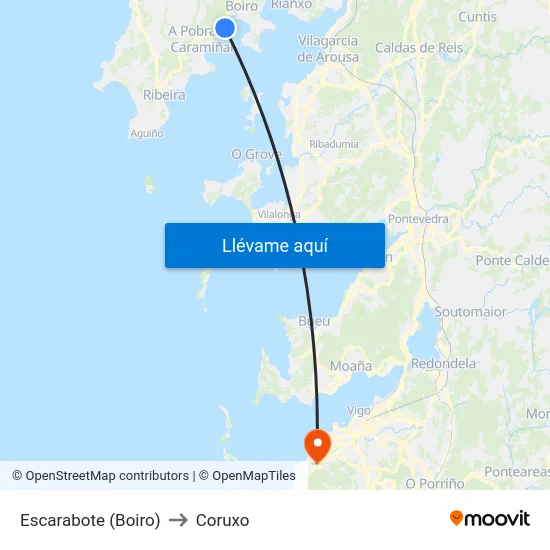 Escarabote (Boiro) to Coruxo map
