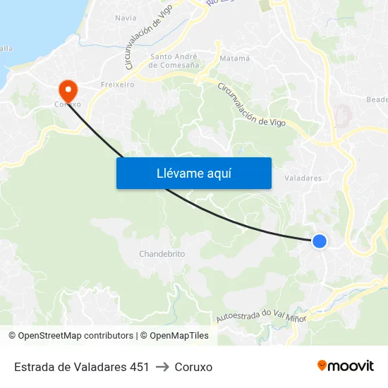 Estrada de Valadares 451 to Coruxo map