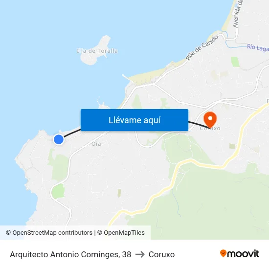 Arquitecto Antonio Cominges, 38 to Coruxo map