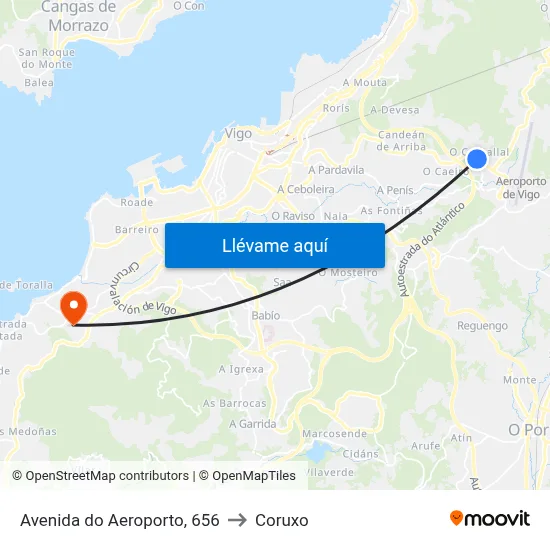 Avenida do Aeroporto, 656 to Coruxo map
