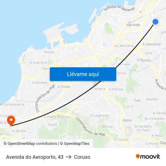 Avenida do Aeroporto, 43 to Coruxo map