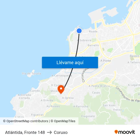 Atlántida, Fronte 148 to Coruxo map