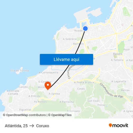 Atlántida, 25 to Coruxo map
