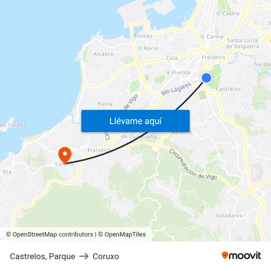 Castrelos, Parque to Coruxo map