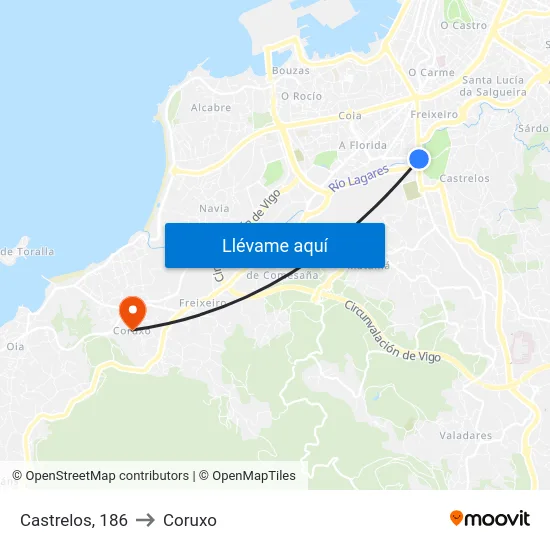 Castrelos, 186 to Coruxo map