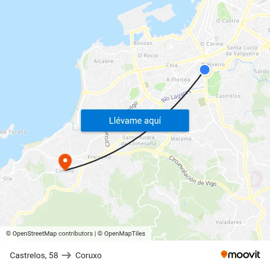 Castrelos, 58 to Coruxo map