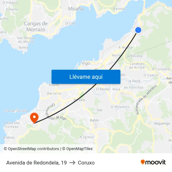 Avenida de Redondela, 19 to Coruxo map