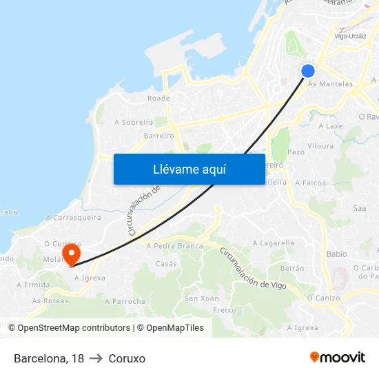 Barcelona, 18 to Coruxo map