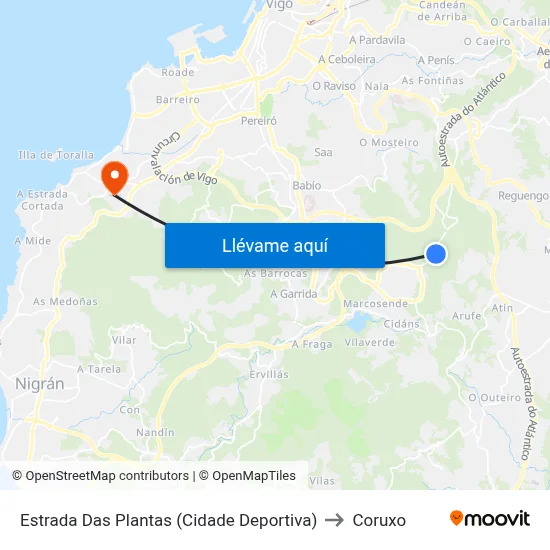 Estrada Das Plantas (Cidade Deportiva) to Coruxo map