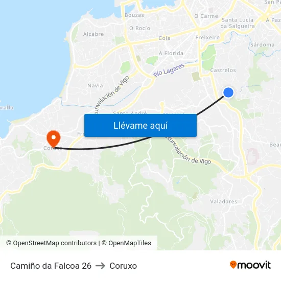 Camiño da Falcoa 26 to Coruxo map