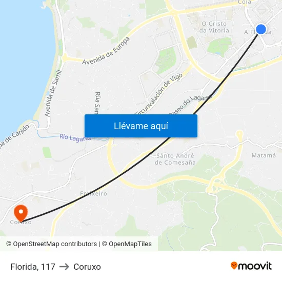 Florida, 117 to Coruxo map