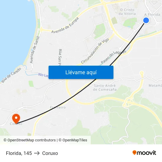 Florida, 145 to Coruxo map