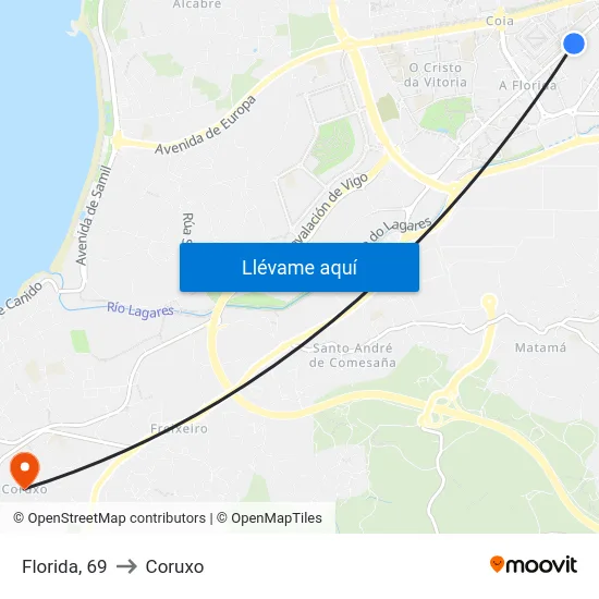 Florida, 69 to Coruxo map