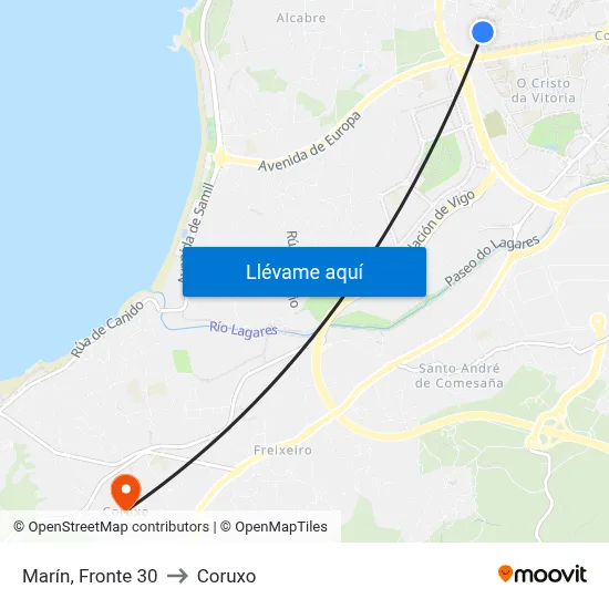 Marín, Fronte 30 to Coruxo map