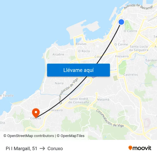 Pi I Margall, 51 to Coruxo map