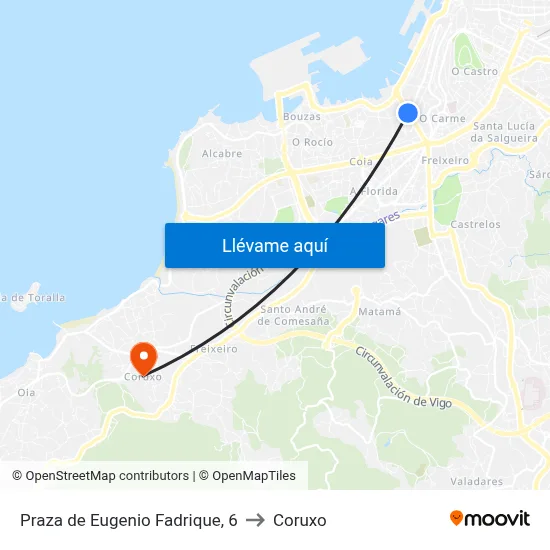 Praza de Eugenio Fadrique, 6 to Coruxo map