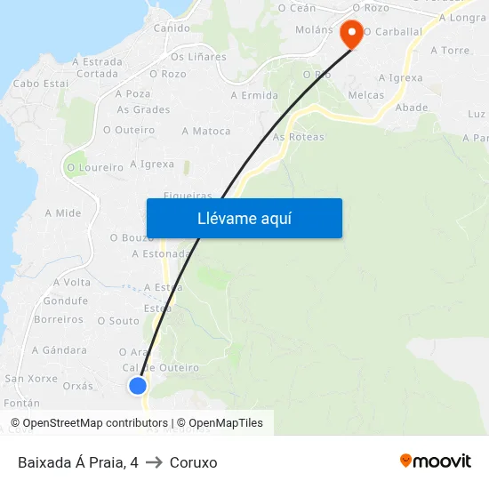 Baixada Á Praia, 4 to Coruxo map