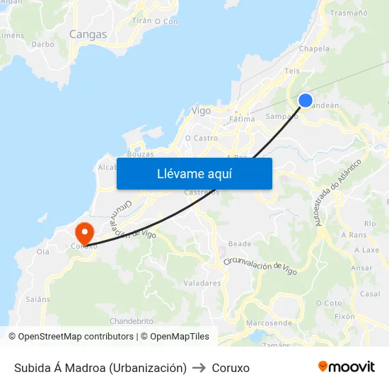 Subida Á Madroa (Urbanización) to Coruxo map