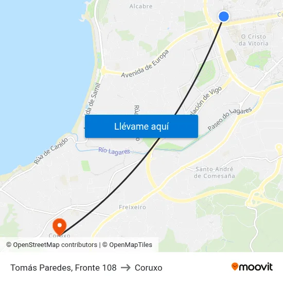 Tomás Paredes, Fronte 108 to Coruxo map
