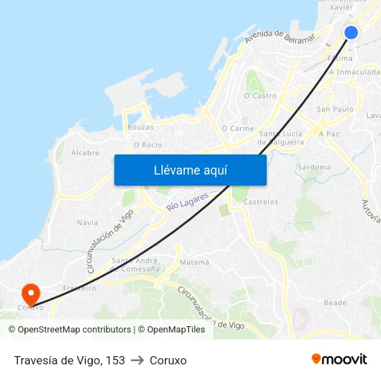 Travesía de Vigo, 153 to Coruxo map