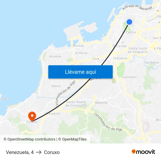 Venezuela, 4 to Coruxo map