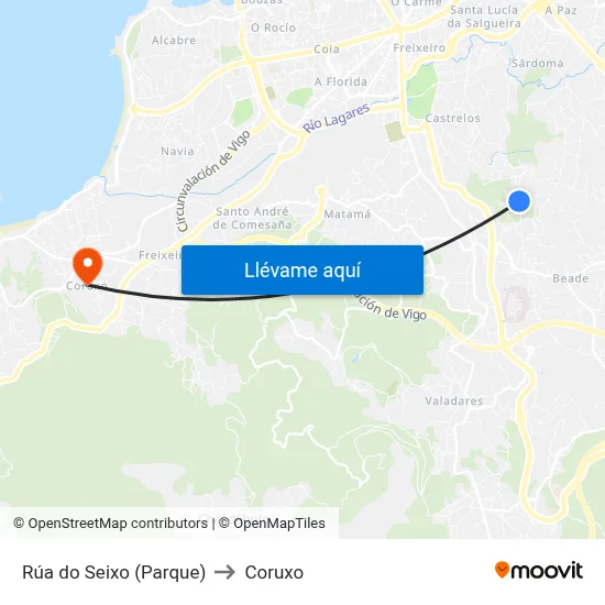 Rúa do Seixo (Parque) to Coruxo map