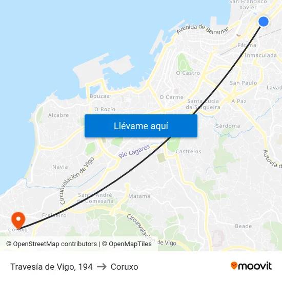 Travesía de Vigo, 194 to Coruxo map